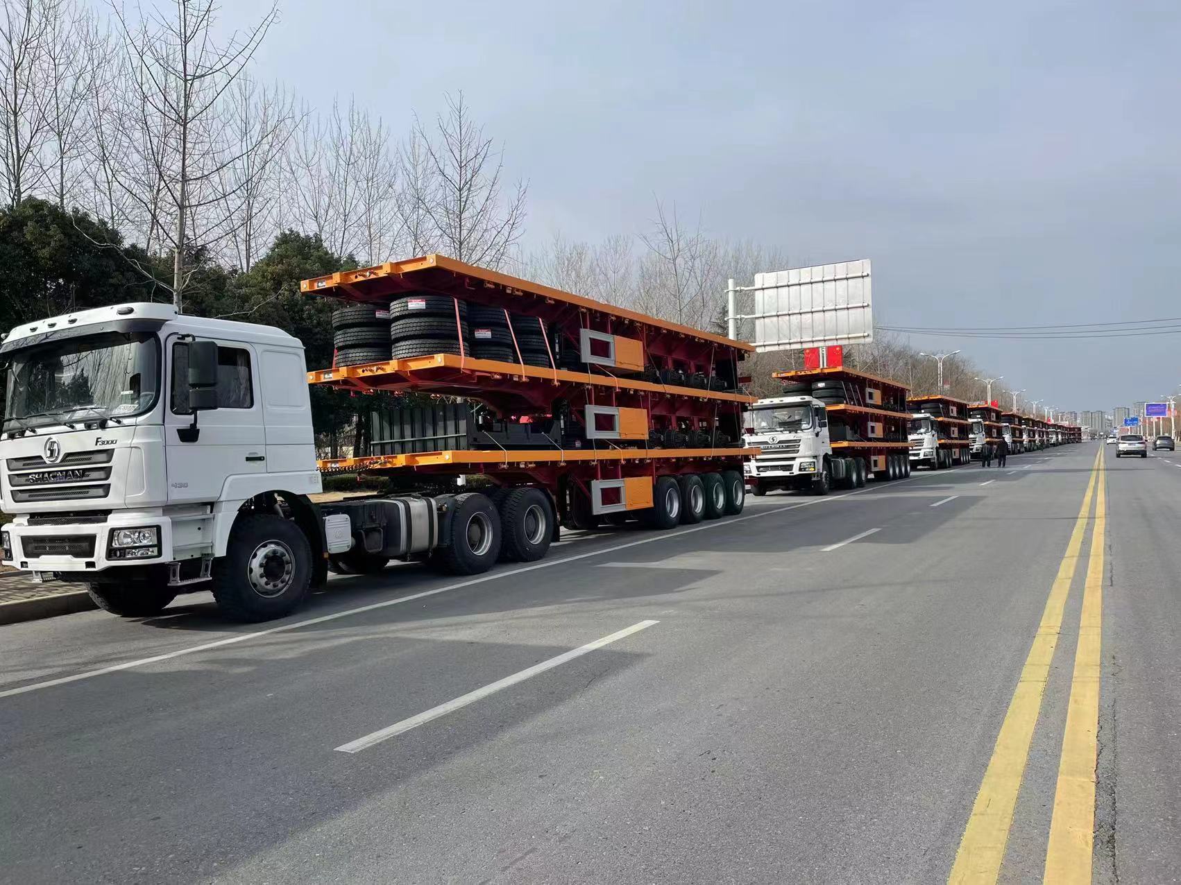 4 Axles Flatbed Semi Trailers er klare for sending til Afrika-landet